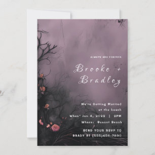 Dusty Purple Gothic Floral Wedding Invitation