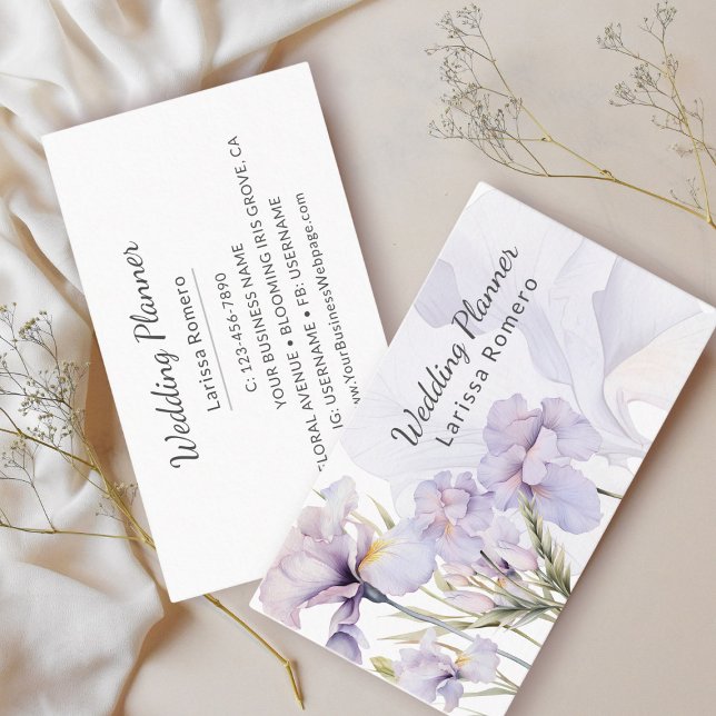 Dusty Purple Iris Watercolor Romantic Floral Calling Card (Zazzle Dusty Purple Iris Watercolor Romantic Floral Calling Card 1)