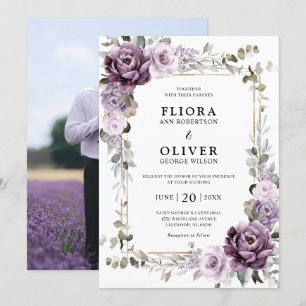 Dusty Purple Lavender Gold Geometric Wedding Invit Invitation