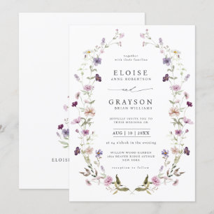 Dusty Purple Lavender Wildflower Garden Wedding  Invitation