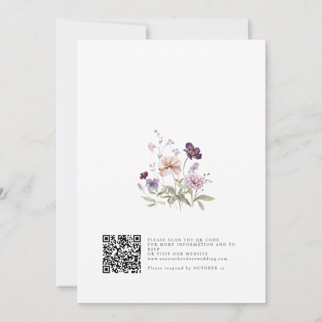 Dusty Purple Lavender Wildflower Garden Wedding  Invitation (Back)