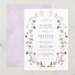 Dusty Purple Lavender Wildflower Garden Wedding  Invitation