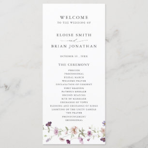 Dusty Purple Lavender Wildflower Garden Wedding Programme
