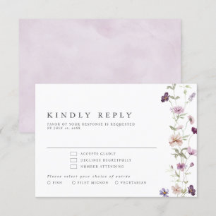 Dusty Purple Lavender Wildflower Garden Wedding  RSVP Card