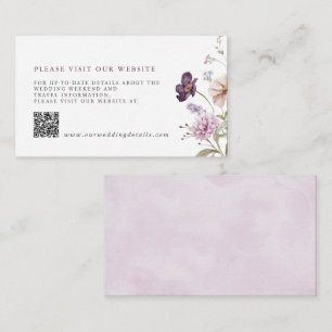 Dusty Purple Lavender Wildflower Wedding Detail QR Enclosure Card