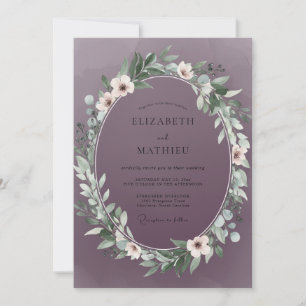 Dusty Purple Leafy Wedding Invitation