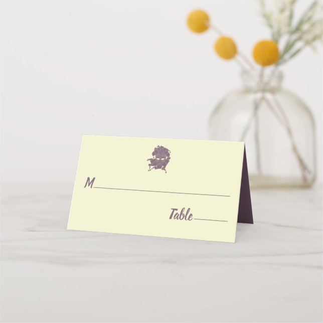 Dusty Purple Masquerade Ball Fundraiser Gala Place Card (Front)