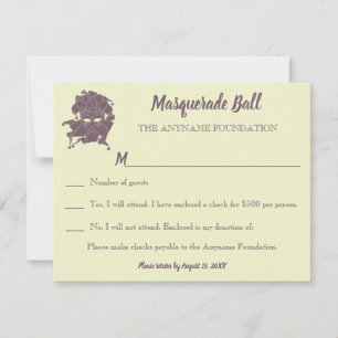 Dusty Purple Masquerade Ball Fundraiser Gala RSVP  Invitation
