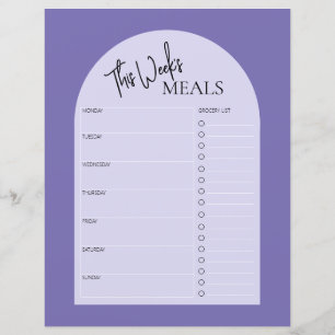 Dusty Purple Minimal Text Weekly Meal Planner