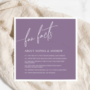 Dusty Purple Minimalist Fun Facts Wedding Napkins
