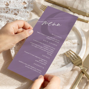 Dusty Purple Minimalist Wedding Menu