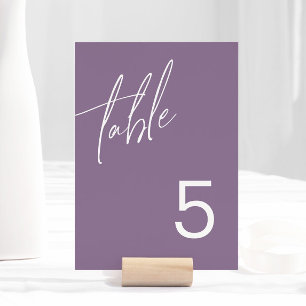 Dusty Purple Minimalist Wedding Table Number