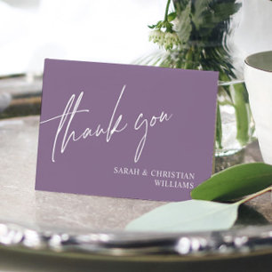 Dusty Purple Minimalist Wedding Thank You Card