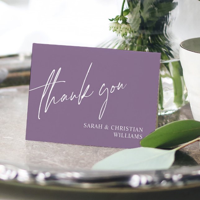 Dusty Purple Minimalist Wedding Thank You Card (Creator Uploaded)