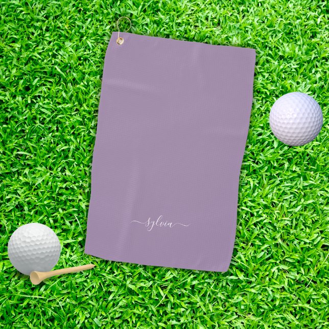 Dusty Purple Modern Girly Monogram Name Golf Towel (Dusty Purple Modern Girly Monogram Name Golf Towel)