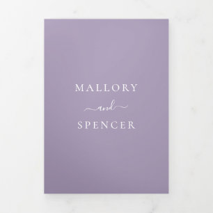 Dusty Purple Monogram Photo Elegant Wedding Tri-Fold Invitation
