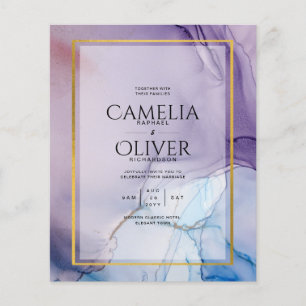 Dusty Purple Navy Blue Gold INK Wedding INVITE Flyer