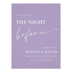 Dusty Purple Night Before Rehearsal Dinner Sign