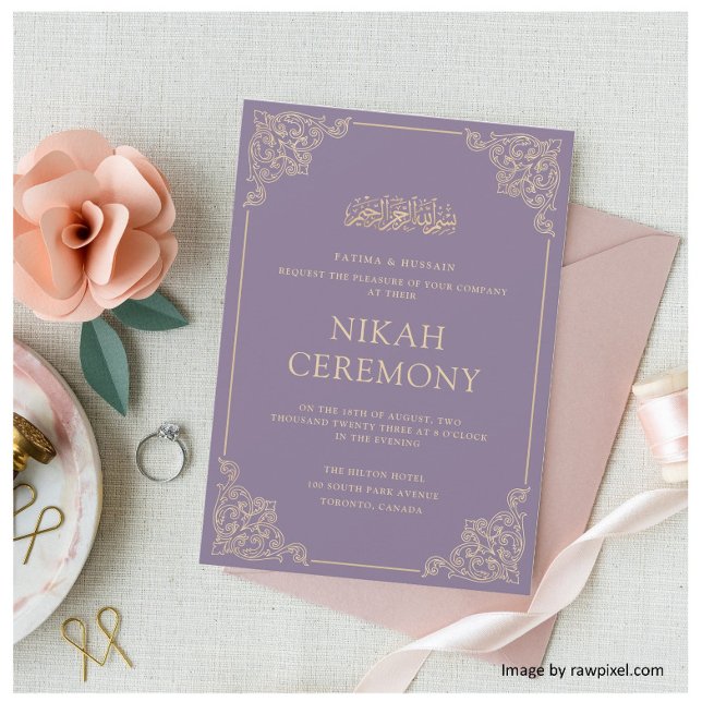 Dusty Purple Nikah Islamic Muslim Wedding Invitation (Creator Uploaded)