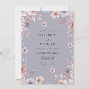 Dusty Purple Painted Wedding Invitation