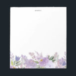 Dusty Purple Peonies and Roses Personalised Notepad<br><div class="desc">Purple floral theme note pads. It features watercolor floral garland of purple flowers and roses. Personalise by adding names,  date or a short phrase. This purple floral note pad will be perfect as a personalised gift.</div>