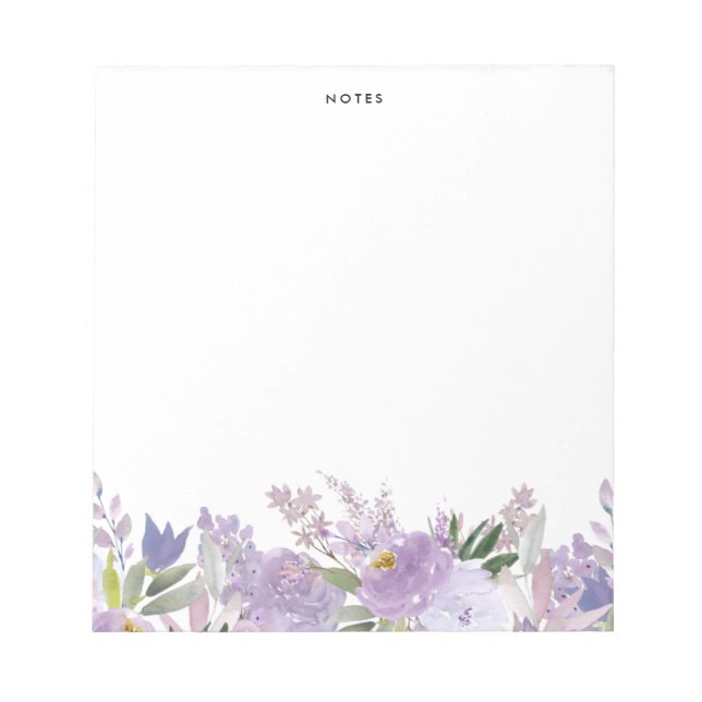 Dusty Purple Peonies and Roses Personalised Notepad (Front)