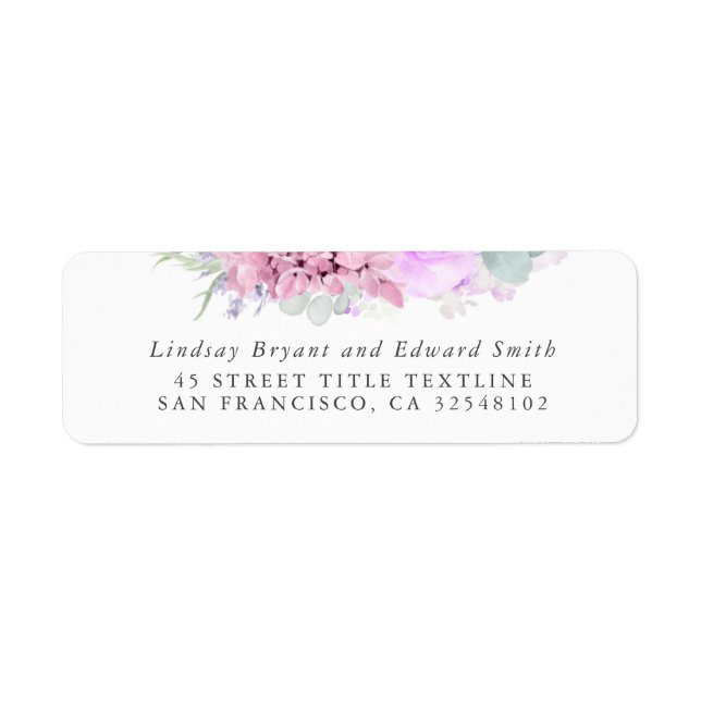 Dusty Purple Pink Floral Wedding Label (Front)