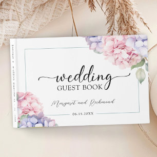 Dusty Purple & Pink Hydrangea Wedding Guest Book