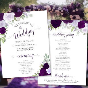 Dusty Purple & Plum Floral Wedding Program Invitation