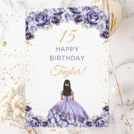 Dusty Purple Princess Floral Happy Birthday Card<br><div class="desc">This elegant and glamourous birthday card can be personalised with a name or title such as daughter, granddaughter, niece, friend etc. The design features a beautiful princess with dark hair in a dusty purple ball gown. The text combines handwritten script and modern sans serif fonts for a classy and sophisticated...</div>