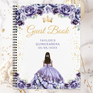 Dusty Purple Princess Quinceañera Guest Book