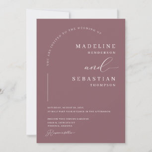Dusty Purple Romantic Modern Arch Photo Wedding Invitation