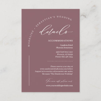 Dusty Purple Romantic Wedding Details Enclosure Card