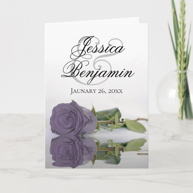 Dusty Purple Rose Elegant Romantic Photo Wedding Invitation (Front)