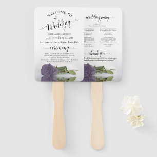 Dusty Purple Rose Elegant Wedding Program Hand Fan