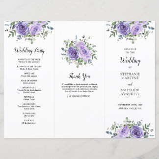 Dusty Purple Rose Eucalyptus Order of Service