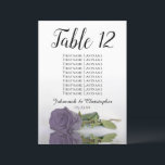 Dusty Purple Rose Table Seating Chart Large<br><div class="desc">These beautiful table number cards will make it easy for your guests to find their seats at your wedding reception. They feature a simple yet elegant design with script calligraphy lettering and a single long-stemmed dusty purple coloured rose lying on its side reflecting in water. The card includes a seating...</div>