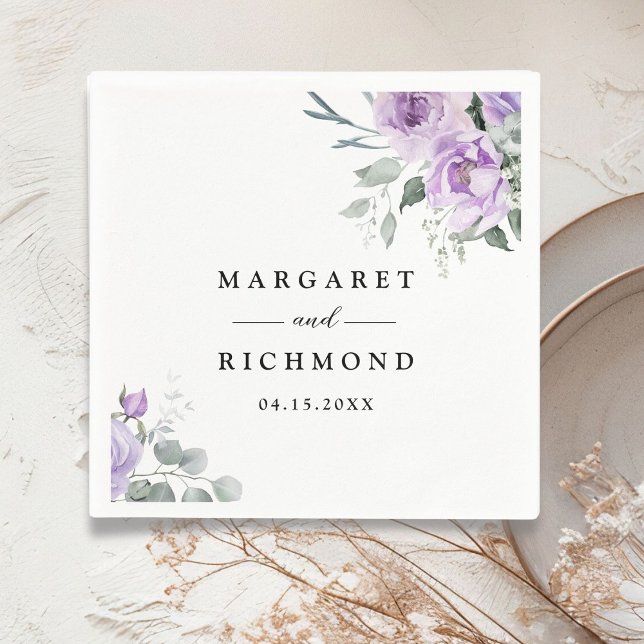 Dusty Purple Rustic Floral Wedding Napkin (Creator Uploaded)