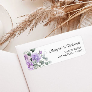 Dusty Purple Rustic Floral Wedding Return Address