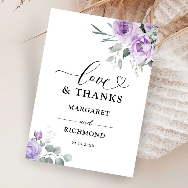 Dusty Purple Rustic Floral Wedding Thank You Card (Creator Uploaded)