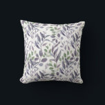 Dusty Purple Sage Green Leaves Greenery | Cushion<br><div class="desc">Watercolor dusty purple and sage green leaves and greenery throw pillows. A stylish and elegant way to liven up your living space,  whether it be your living room,  sun porch,  or bedroom.</div>