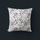 Dusty Purple Sage Green Leaves Greenery | Cushion<br><div class="desc">Watercolor dusty purple and sage green leaves and greenery throw pillows. A stylish and elegant way to liven up your living space, whether it be your living room, sun porch, or bedroom.</div>