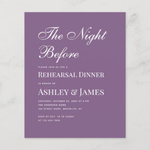 Dusty Purple Simple Rehearsal Dinner Invitation