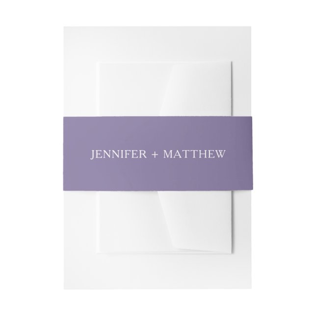 Dusty Purple Solid Colour Belly Bands Invitation Belly Band (Front Example)