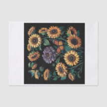 Dusty Purple Sunflower, Dramatic Floral Decoupage