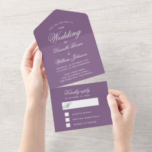 Dusty Purple Wedding Invitation & Detachable RSVP