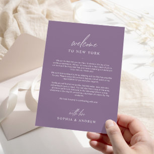 Dusty Purple Welcome Itinerary Thank You Card