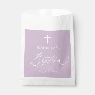 Dusty Purple White Cross Girl Baptism Favor Bags