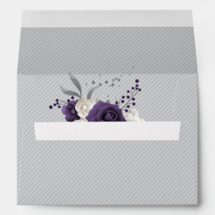 dusty purple white flowers grey wedding  envelope