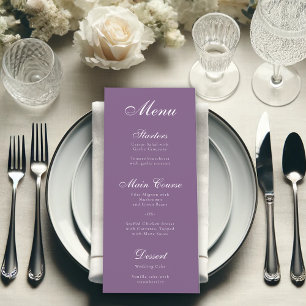 Dusty Purple White Script Calligraphy Simple Menu